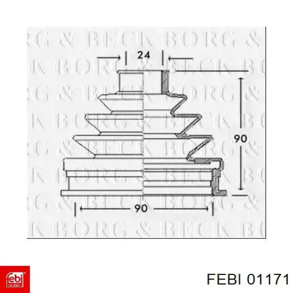 01171 Febi Fuelle transmisión delantero exterior