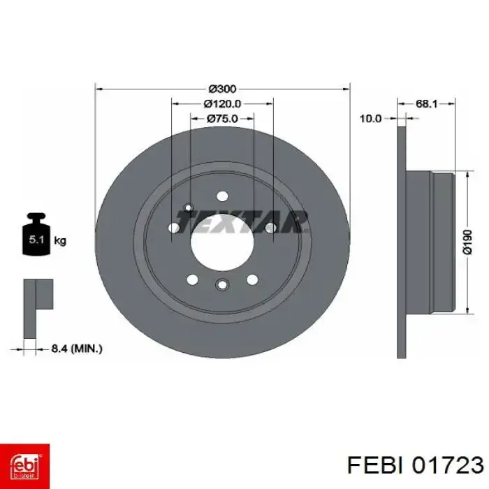 Disco de freno trasero Febi 01723 precio, desde 45,13 EUR