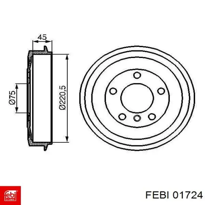 Tambor de freno trasero Febi 01724 precio, desde 40,99 EUR