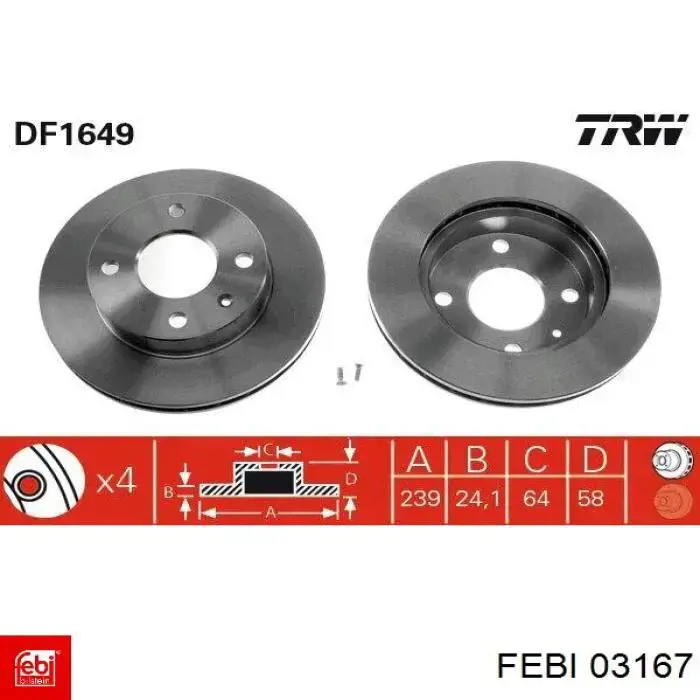 Freno de disco delantero Ford Escort 4 GAF, AWF, ABFT