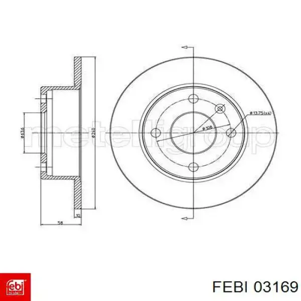 03169 Febi disco de freno delantero