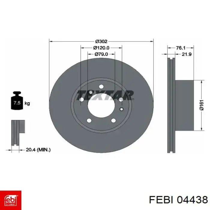 Disco de freno 04438 Febi