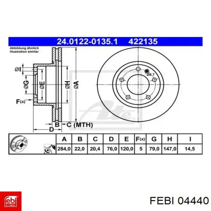 Frenos delanteros Febi 04440 precio, desde 51,24 EUR