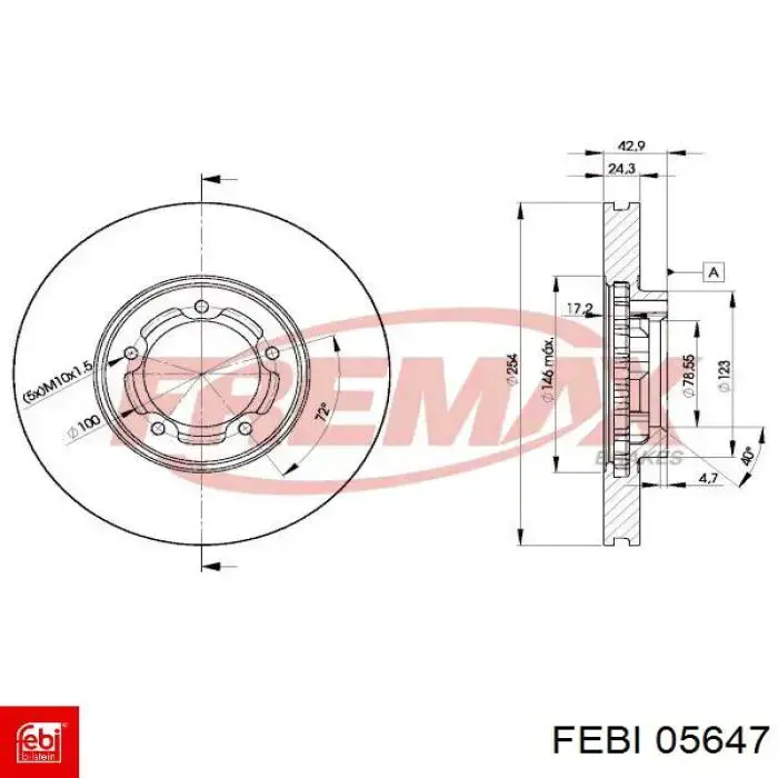 05647 Febi freno de disco delantero