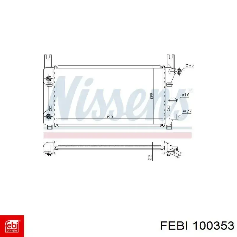 100353 Febi manguera refrigerante para radiador inferiora