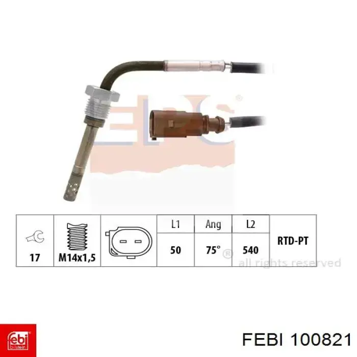Sensor de temperatura de gases de escape antes del filtro de partículas 0986259067 Bosch