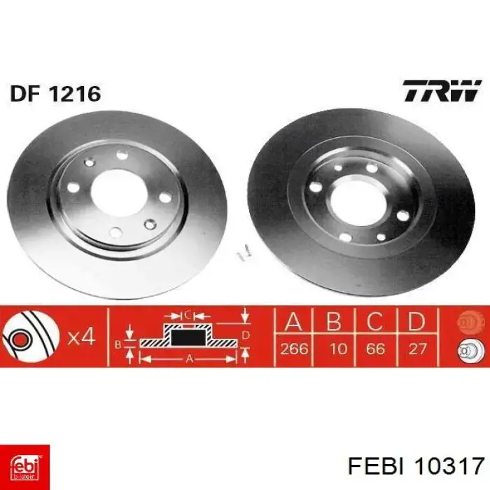 Frenos delanteros Febi 10317 precio, desde 28,89 EUR