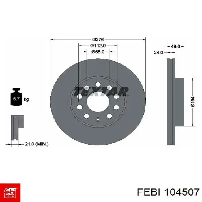 Comprar 104507 Febi Freno de disco delantero