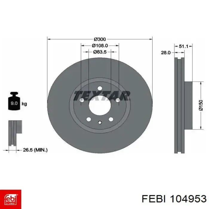 104953 Febi freno de disco delantero