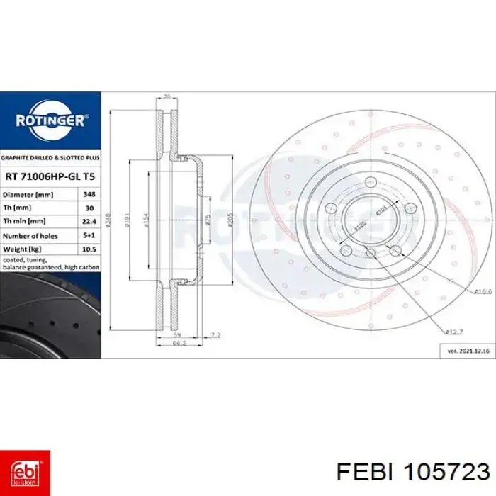 Comprar 105723 Febi Freno de disco delantero