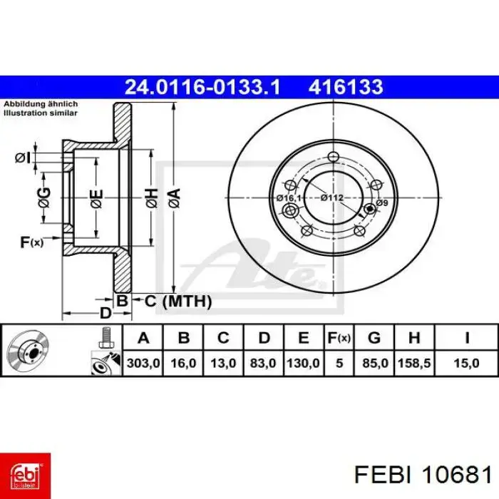 Comprar 10681 Febi Freno de disco delantero