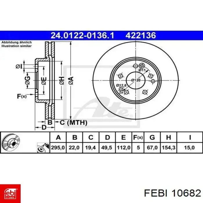 Comprar 10682 Febi Freno de disco delantero