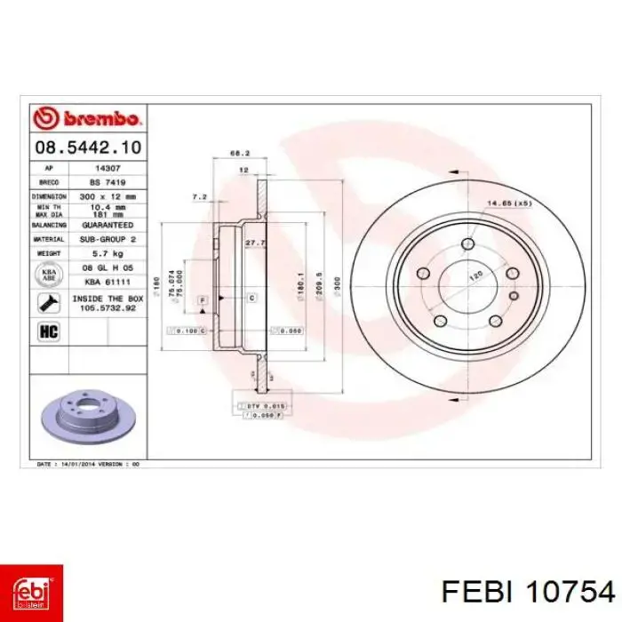 10754 Febi disco de freno trasero