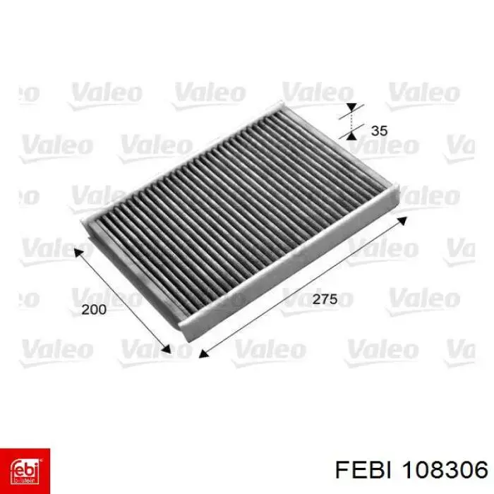 Filtro de cabina Febi 108306 precio, desde 16,60 EUR