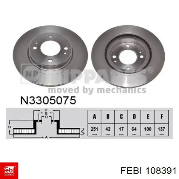 108391 Febi freno de disco delantero