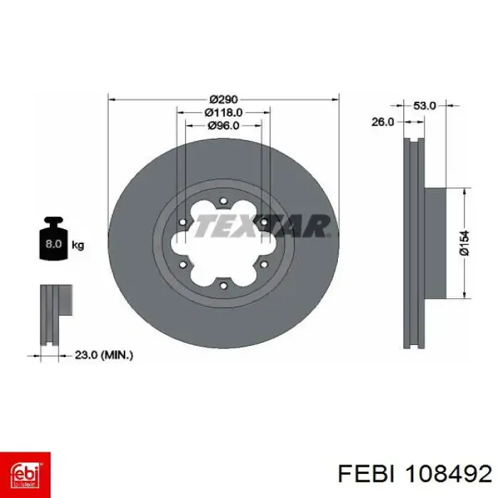 108492 Febi disco de freno delantero