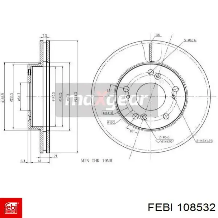 108532 Febi freno de disco delantero