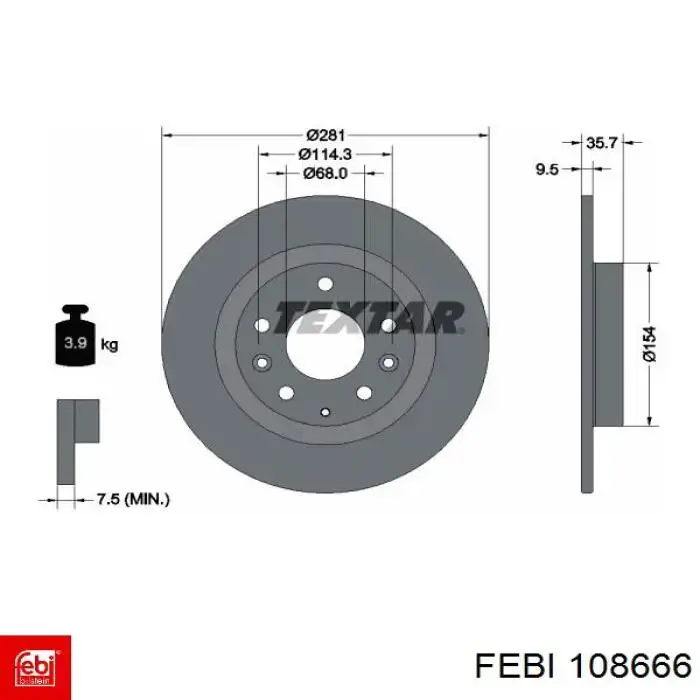 108666 Febi disco de freno trasero