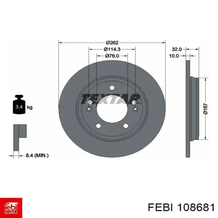 Disco de freno trasero Febi 108681 precio, desde 48,49 EUR