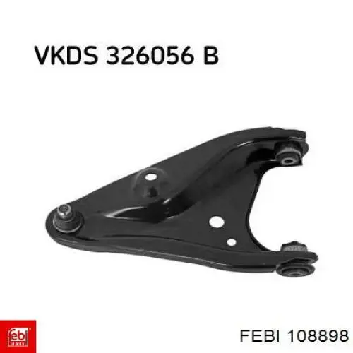 Brazo inferior derecho de la suspensión delantera 108898 Febi
