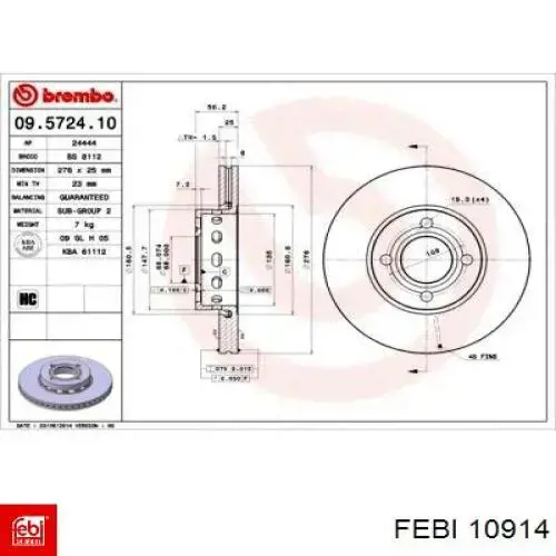 Frenos delanteros Febi 10914 precio, desde 54,63 EUR