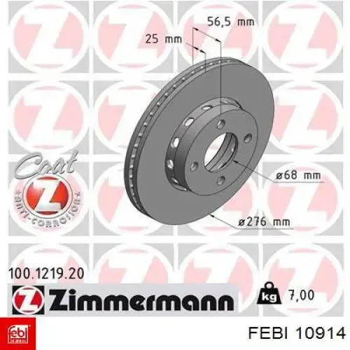 Comprar 10914 Febi Freno de disco delantero