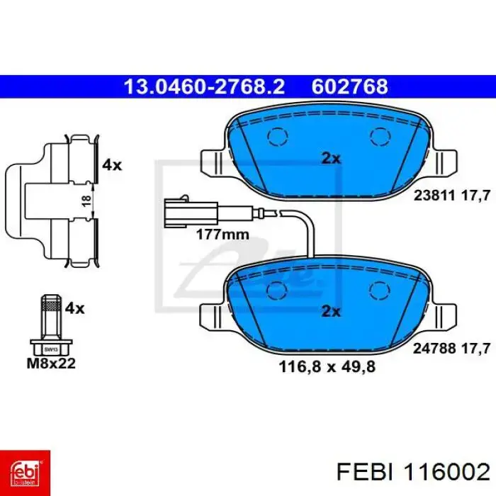 Pastillas traseras de freno Febi 116002 precio, desde 34,06 EUR