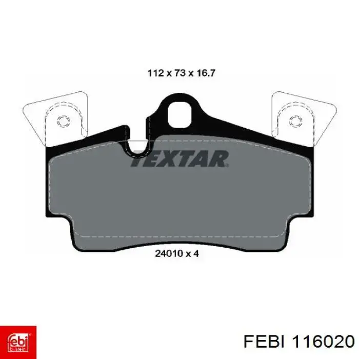 116020 Febi pastillas de freno traseras