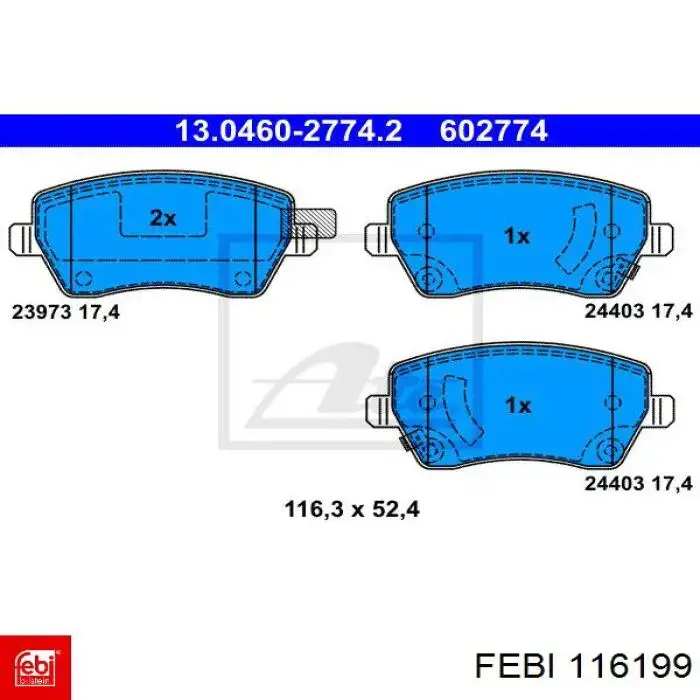 Pastillas freno delanteras Febi 116199 precio, desde 22,40 EUR