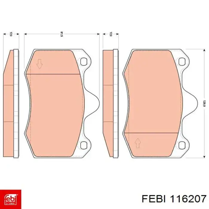 116207 Febi pastillas de freno delanteras