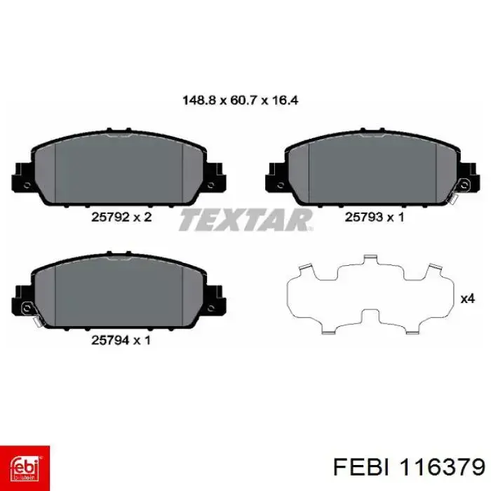 116379 Febi pastillas de freno delanteras