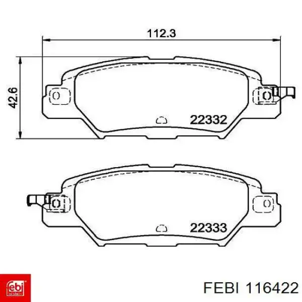116422 Febi pastillas de freno traseras