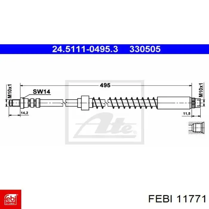 Latiguillos de freno delantero Febi 11771 precio, desde 17,72 EUR