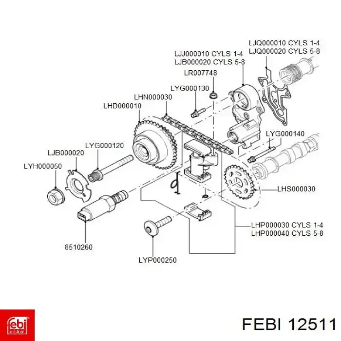 Tensor de cadena de distribución del árbol de levas izquierdo Febi 12511 precio, desde 105,81 EUR
