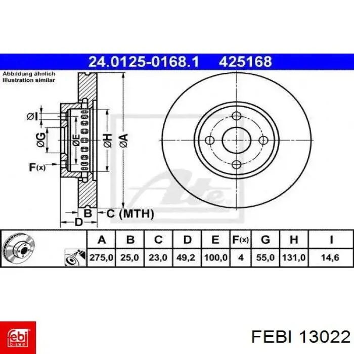 Tope de amortiguador delantero con guardapolvo 13022 Febi