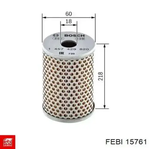 Filtro hidráulico de dirección 15761 Febi