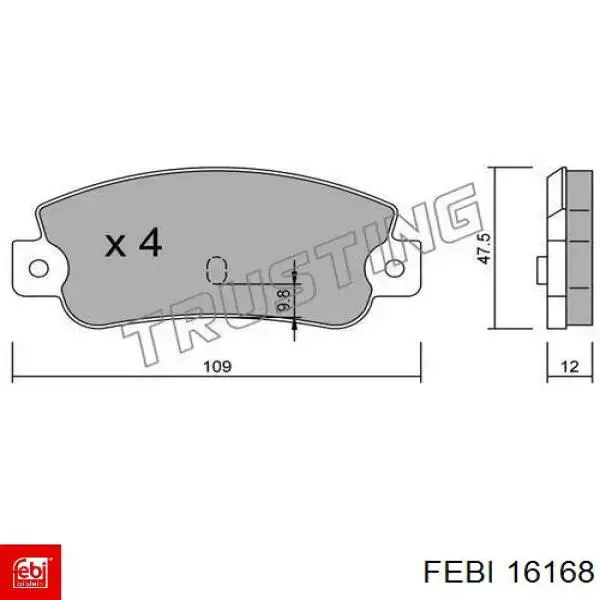 16168 Febi pastillas de freno traseras
