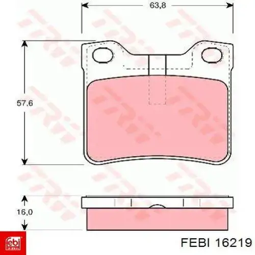 Comprar 16219 Febi Pastillas de freno traseras