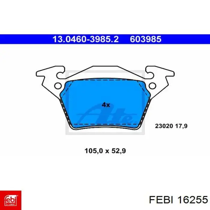 16255 Febi pastillas de freno traseras