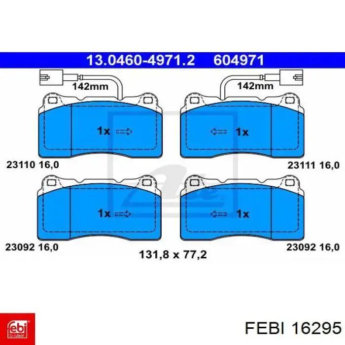 16295 Febi pastillas de freno delanteras