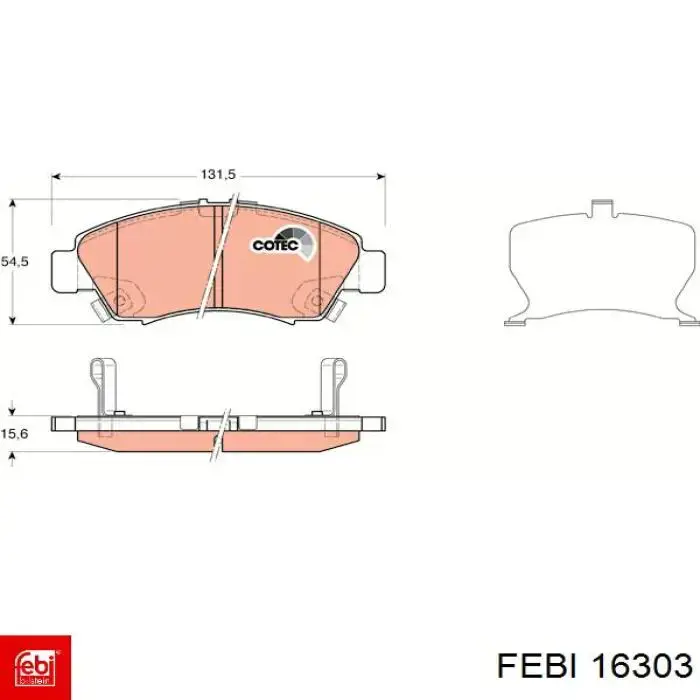 16303 Febi pastillas de freno delanteras