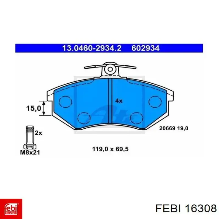 Comprar 16308 Febi Pastillas delanteras de freno