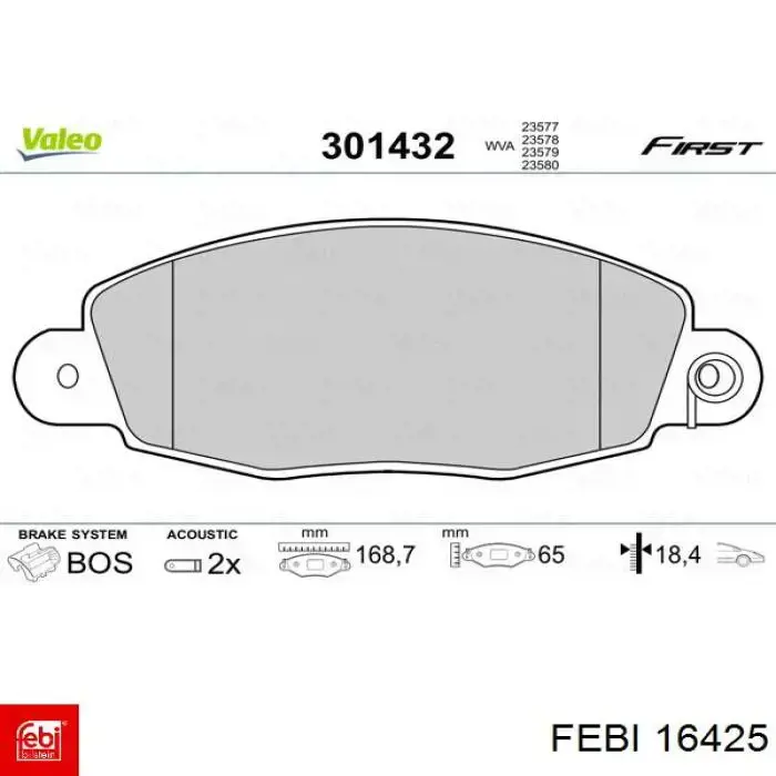16425 Febi pastillas de freno delanteras