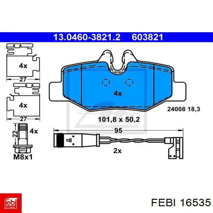 16535 Febi pastillas de freno traseras