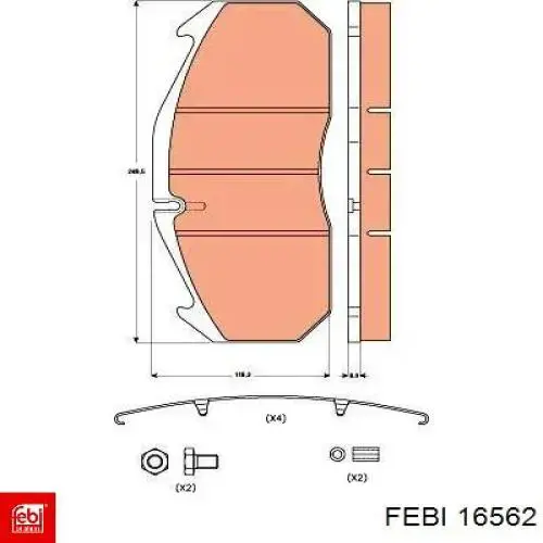 16562 Febi pastillas de freno delanteras