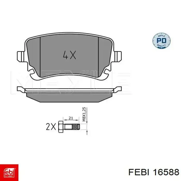 16588 Febi Pastillas freno traseras