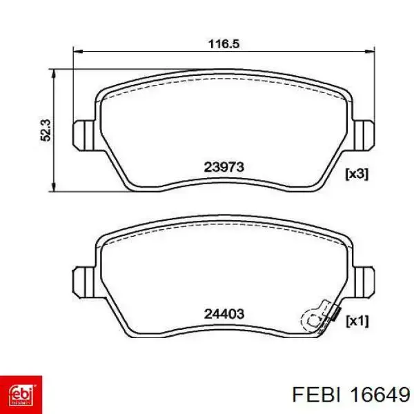 16649 Febi pastillas de freno delanteras