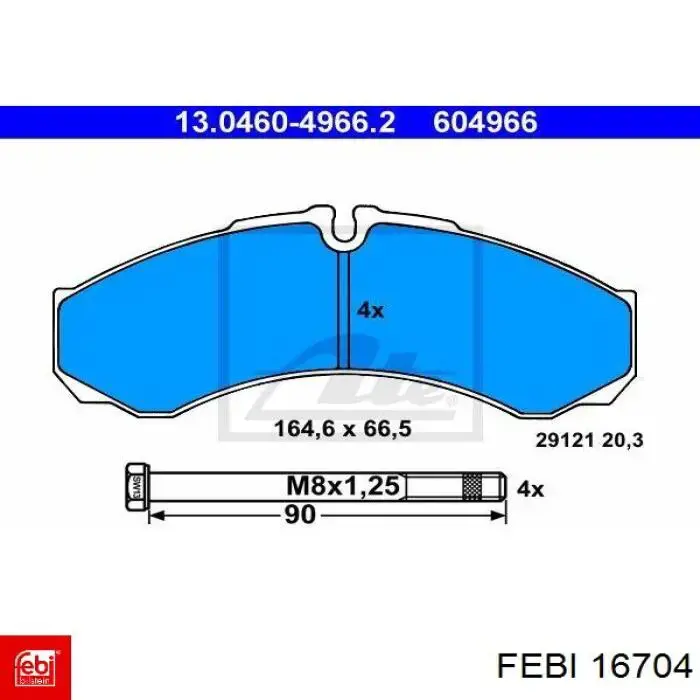 16704 Febi Pastillas freno traseras