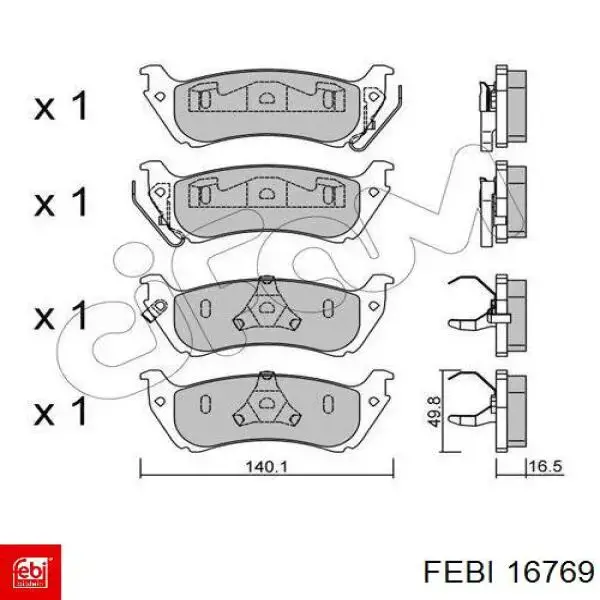 16769 Febi pastillas de freno traseras