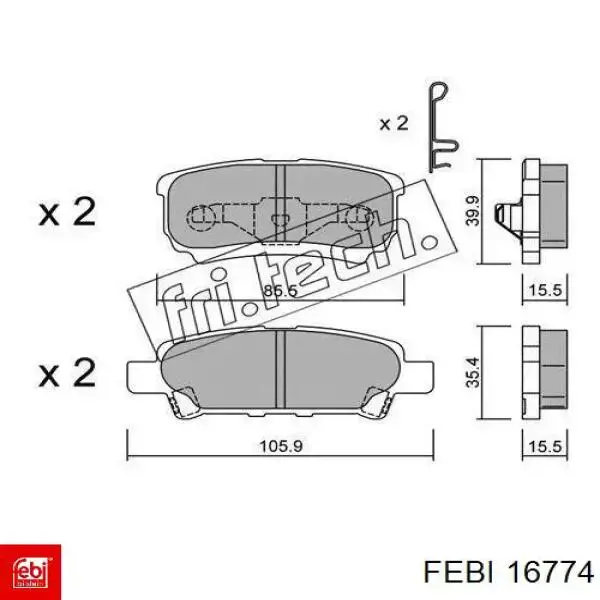 16774 Febi pastillas de freno traseras